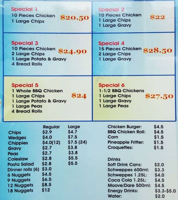 Campbelltown Fried Chicken Menu - Urbanspoon/Zomato