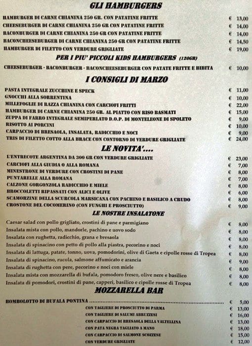Menu di Cocomerino 