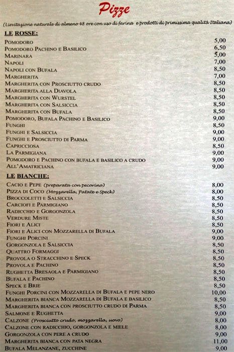 Menu di Cocomerino 