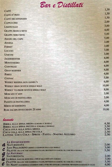 Menu di Cocomerino 