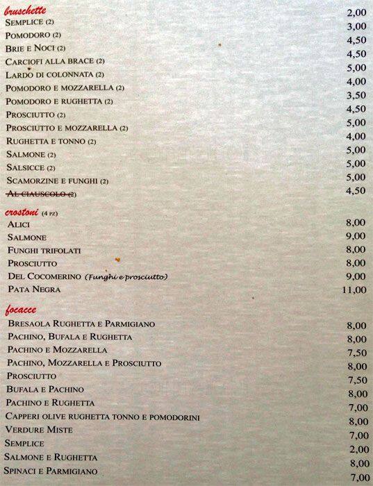 Menu di Cocomerino 