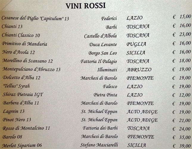 Menu di Cocomerino 