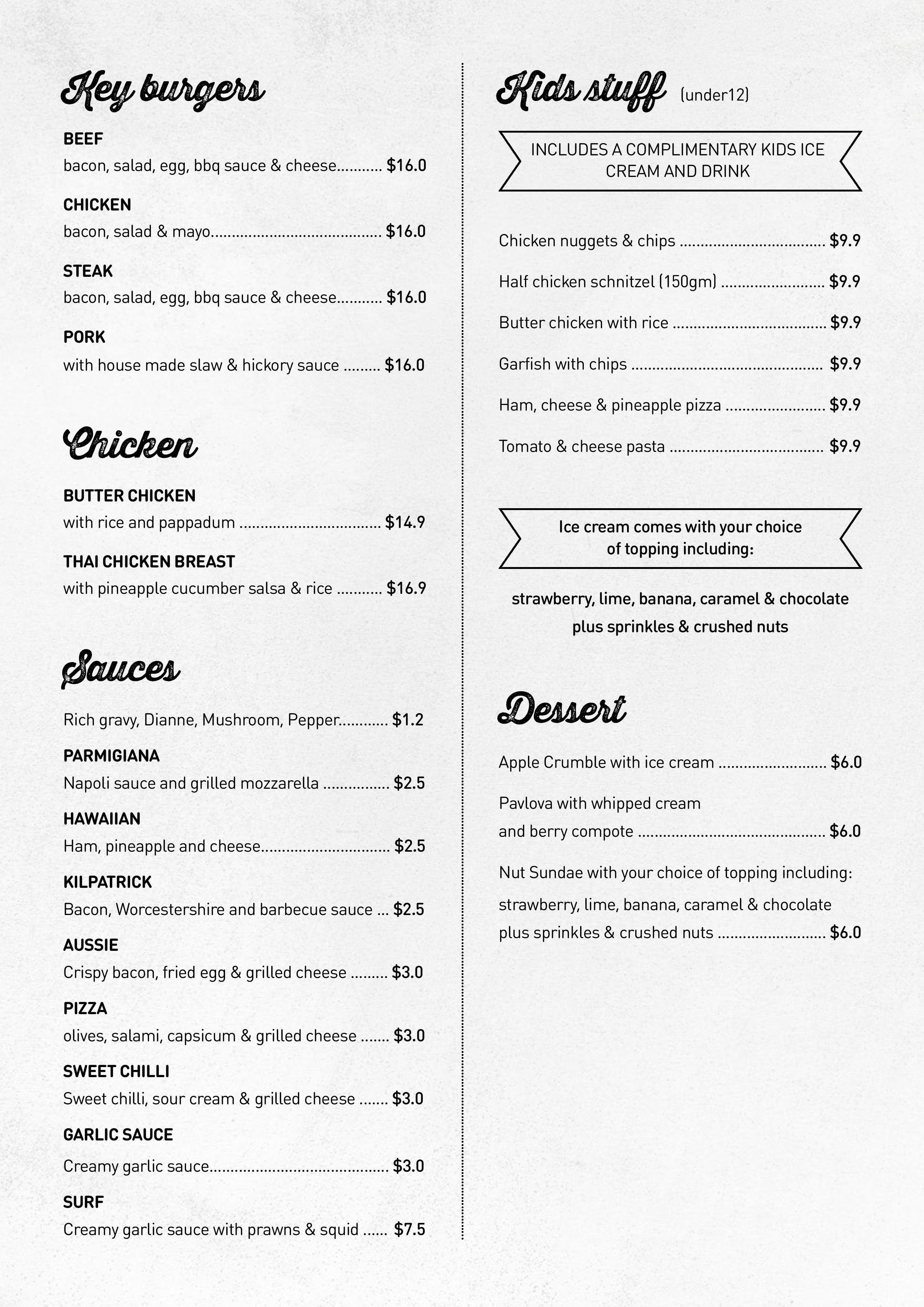 Menu at Cross Keys pub & bar, Cavan