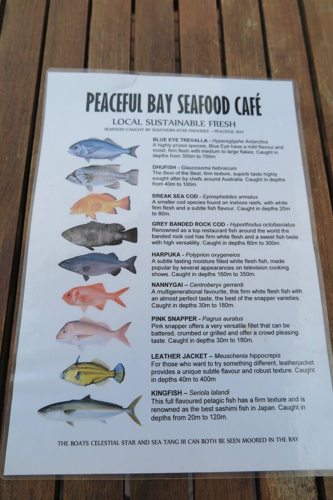 Peaceful Bay Seafood Cafe Menu Urbanspoon/Zomato
