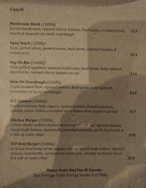 Menu at The Coffee Emporium cafe, Hurstville