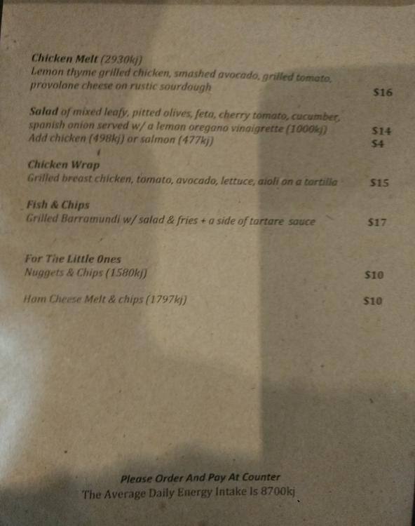 Menu at The Coffee Emporium cafe, Hurstville