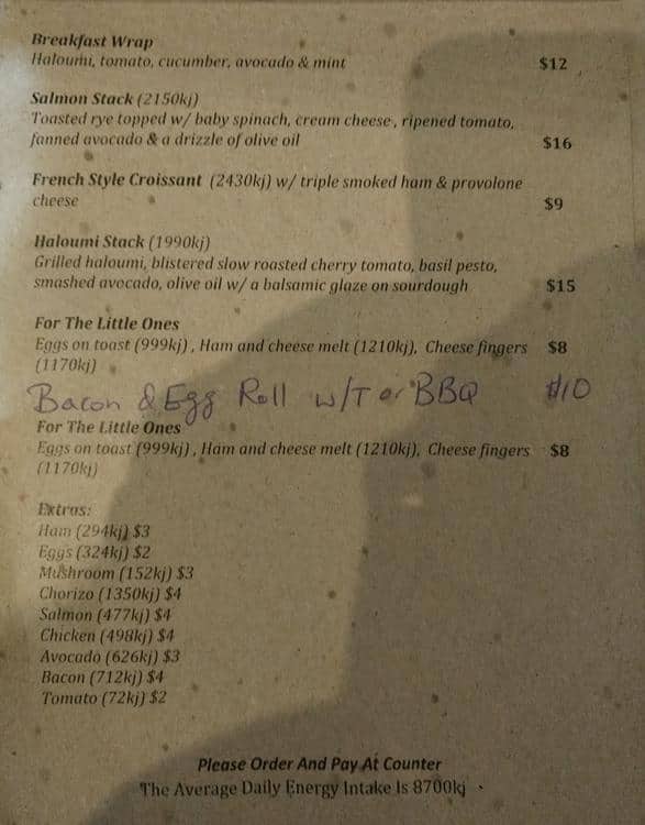 Menu at The Coffee Emporium cafe, Hurstville