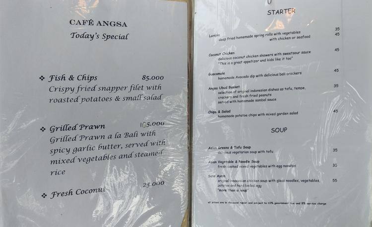 Cafe Angsa menu