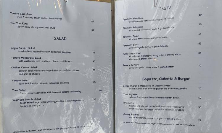 Cafe Angsa menu