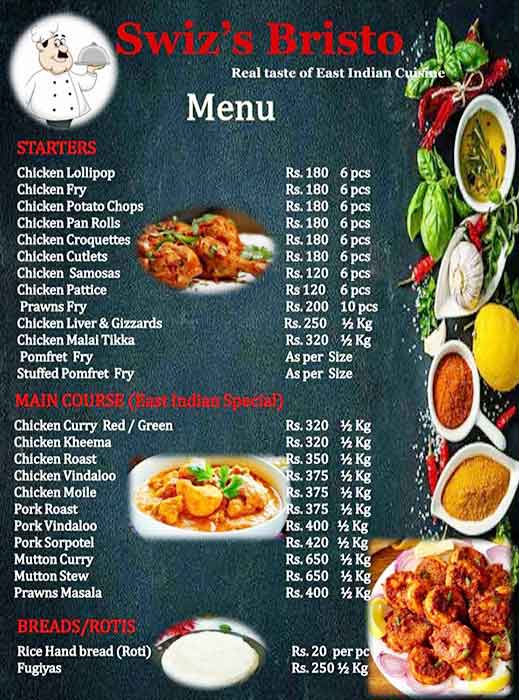 Menu of Swizel's Snacks Corner, Vikhroli, Mumbai