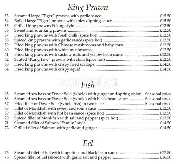 Roding Restaurant menu
