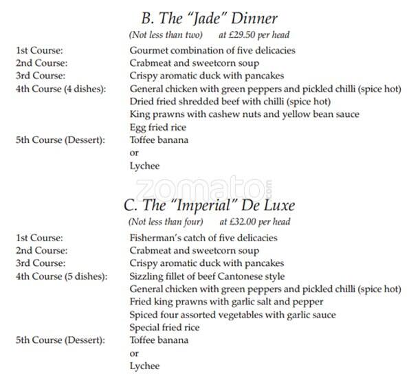Roding Restaurant menu