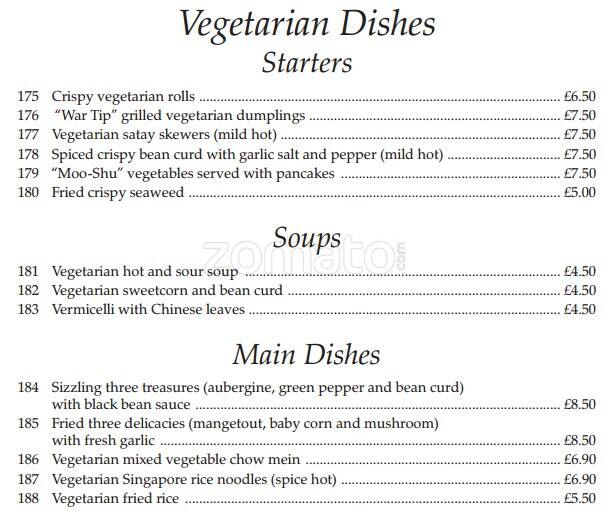 Roding Restaurant menu