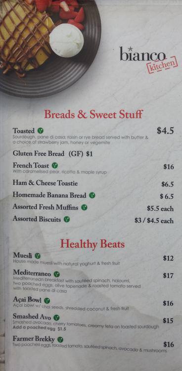 Bianco Kitchen Menu Menu For Bianco Kitchen Brighton Le Sands