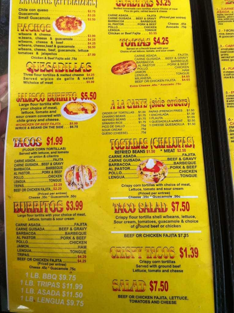 Aranda S Taqueria Menu Menu For Aranda S Taqueria Lubbock Lubbock ...