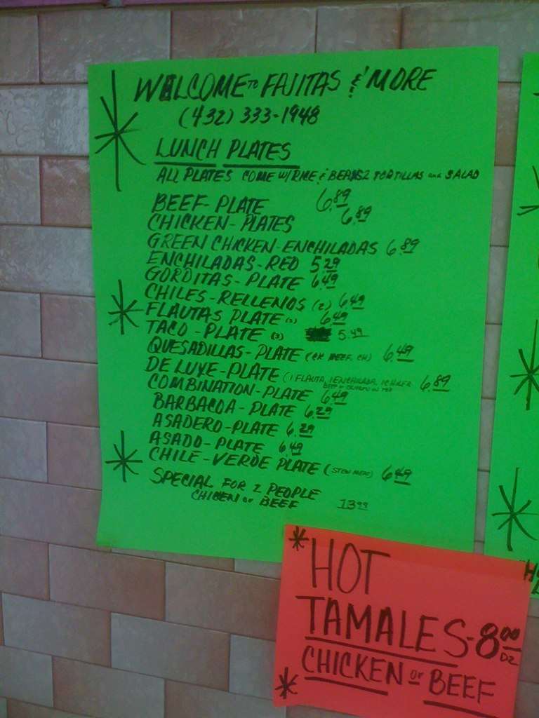 Fajitas & More Menu, Menu for Fajitas & More, Odessa, Odessa