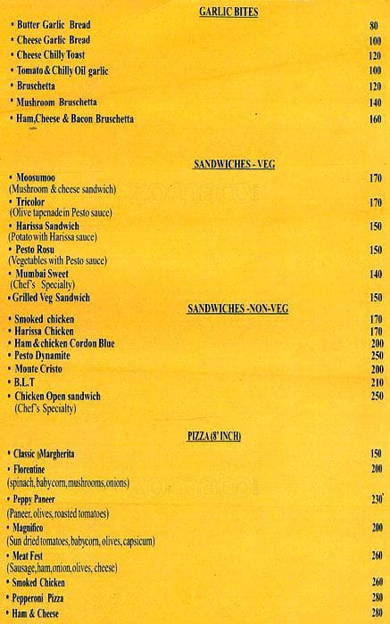 Café Bella Vita menu