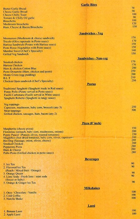 Café Bella Vita menu
