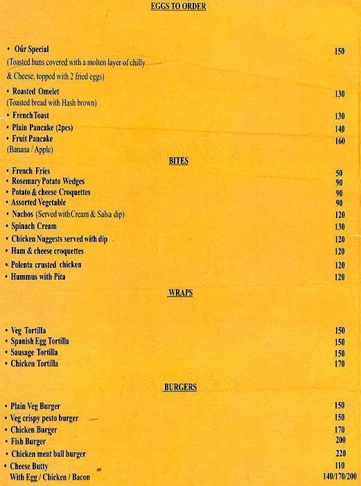 Café Bella Vita menu