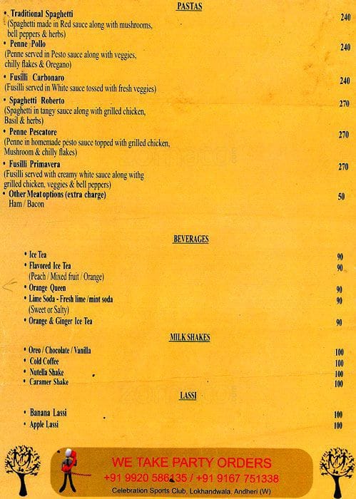 Café Bella Vita menu