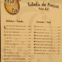 Pina Beach Bar Menu For Monte Algarve Pina Beach Bar Menu For