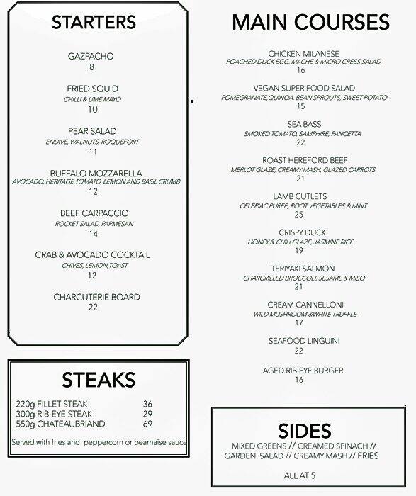 Beach Blanket Babylon a London Foto del Menu con Prezzi Zomato UK