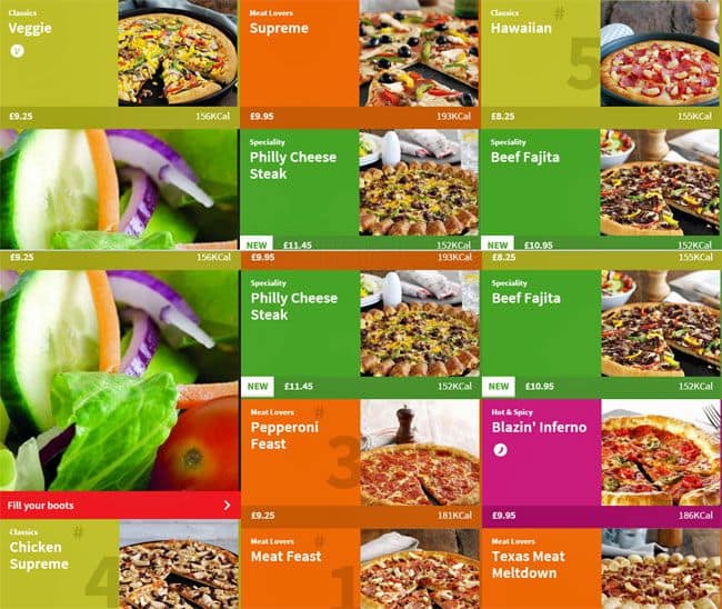 Menu at Pizza Hut restaurant, Glasgow, Goodyear Leisure Park