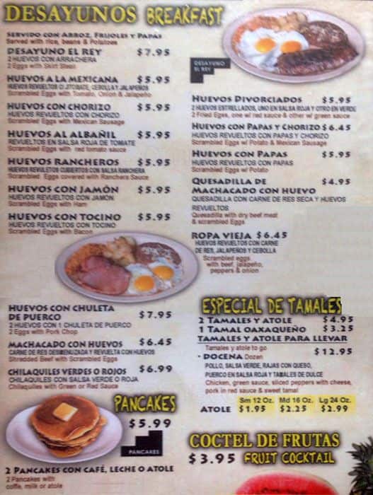 El Rey Del Taco & Burritos Menu Urbanspoon/Zomato