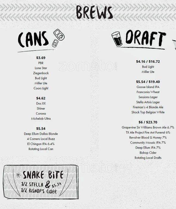 Menu at Truck Yard pub & bar, Dallas, Sears St