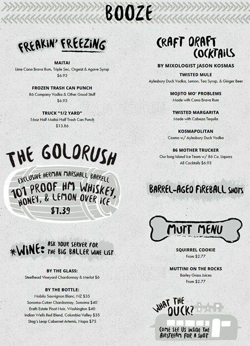 Menu at Truck Yard pub & bar, Dallas, Sears St