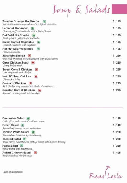 Raas Leela menu