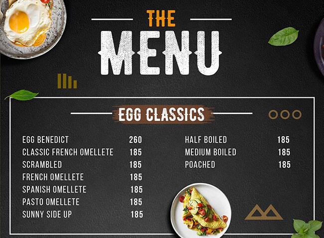 Eggxotic menu