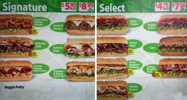 Subway Menu, Menu for Subway, Scarborough, Toronto - Urbanspoon/Zomato