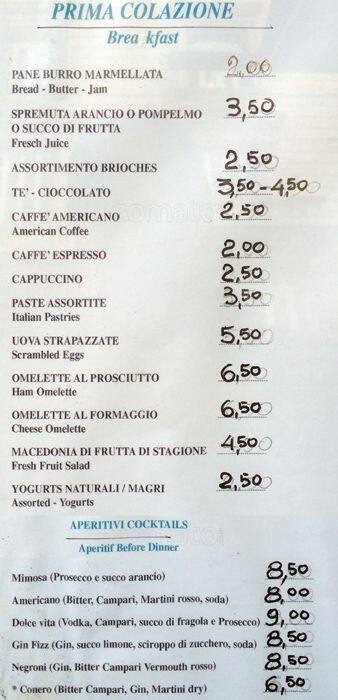 Menu di Pasticceria Gelateria Lotti 