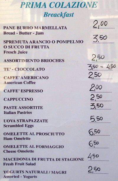Menu di Pasticceria Gelateria Lotti 