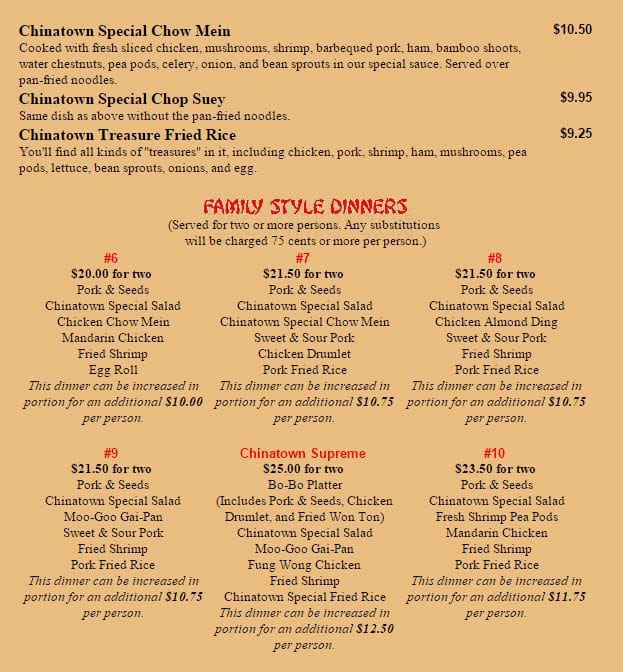 Menu at Quik Wok restaurant, Oceanside, 815 College Blvd