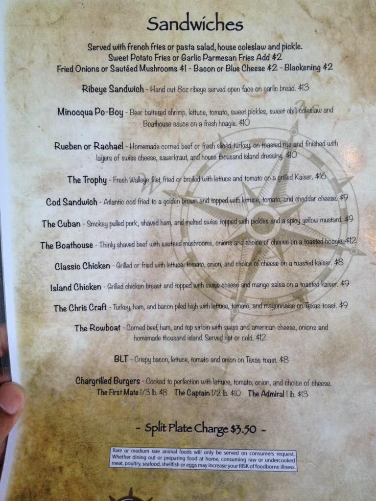 Menu At Boathouse Steakhouse Minocqua menu-at-boathouse-steakhouse-minocqua