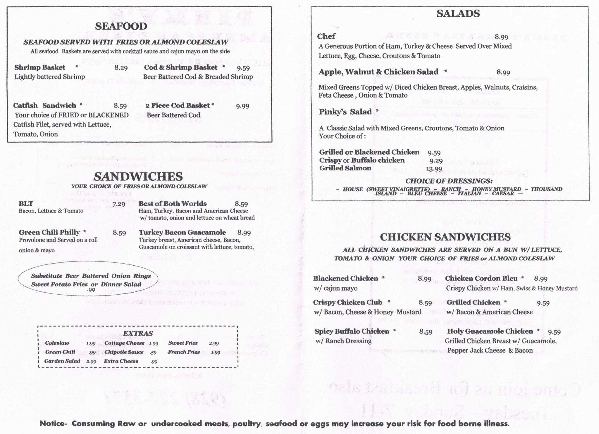 Pinky's American Diner Menu Urbanspoon/Zomato