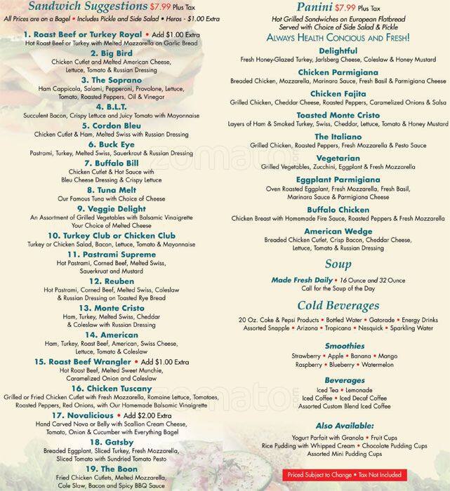 Menu at Merrick Bagel Cafe, Merrick