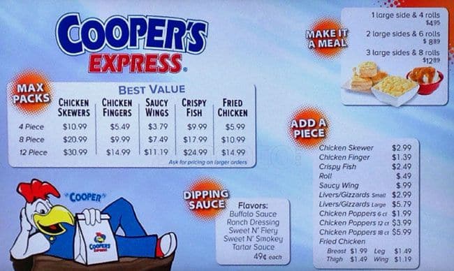 Menu At Coopers Express Fast Food Austin Ross Road