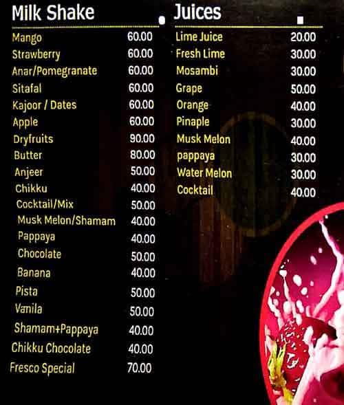 Fresco Juice Cafe Menu, Menu for Fresco Juice Cafe, Fort, Mumbai Zomato