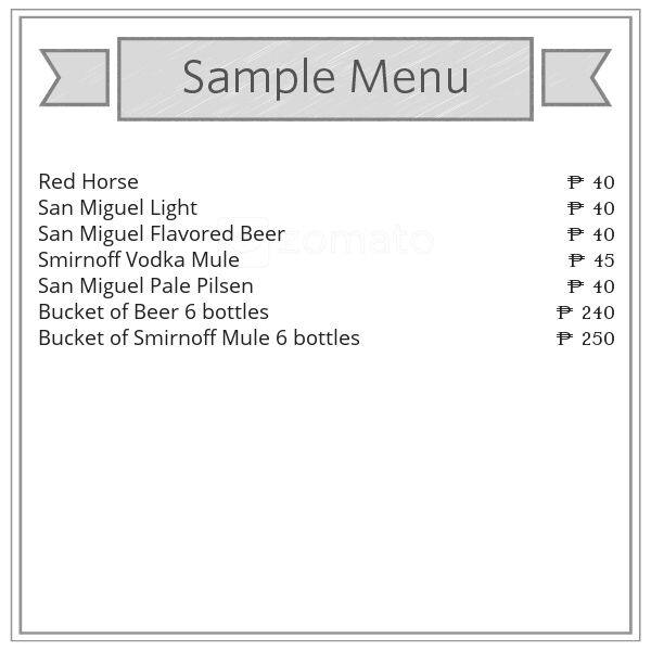 Captains Bar Menu, Menu for Captains Bar, Dalandanan, Valenzuela City