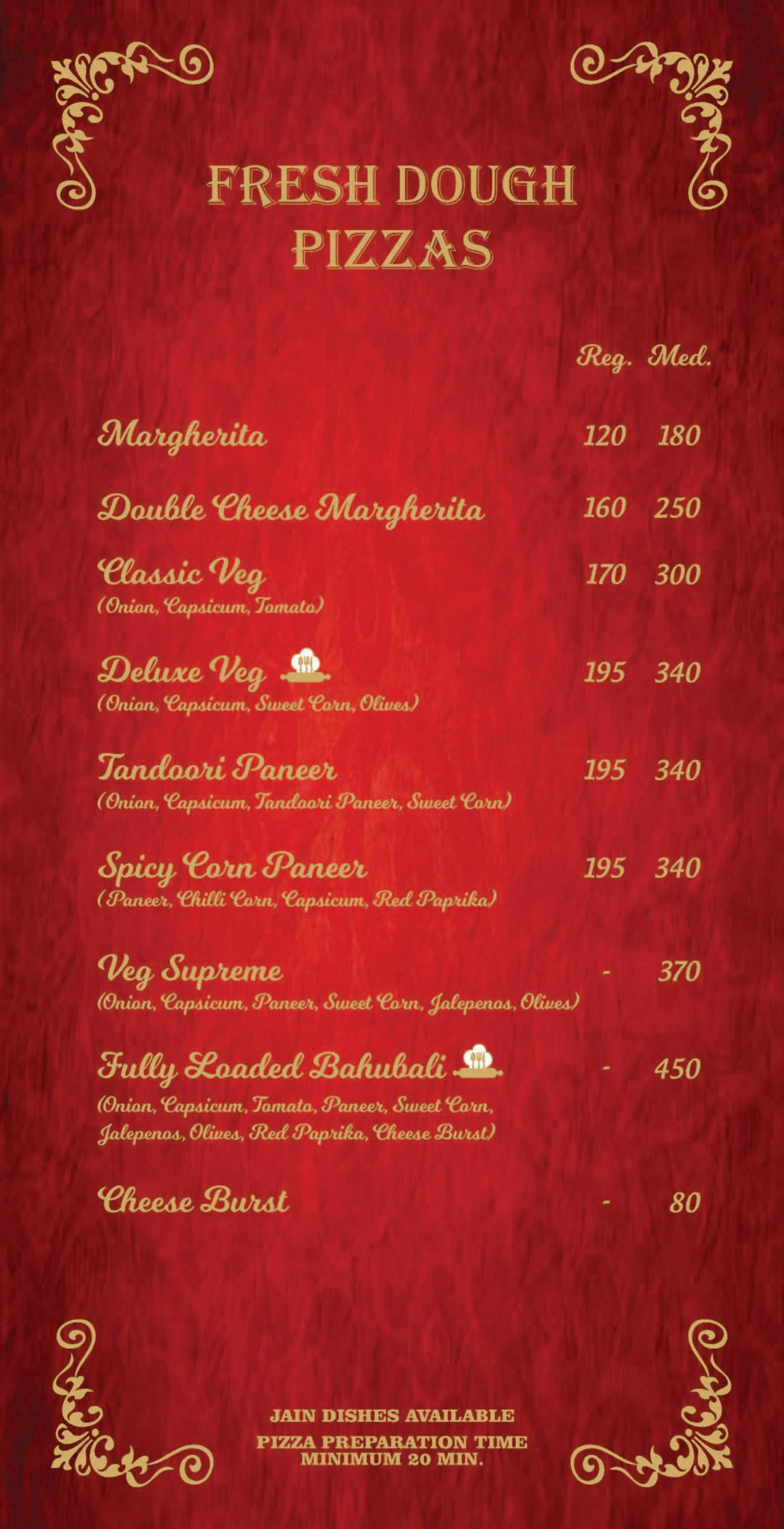 Menu at Fully Loaded, Chennai