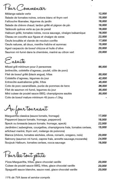 Les Ruches Afeer Menu, Menu for Les Ruches Afeer, Faraya, Kesserwein ...