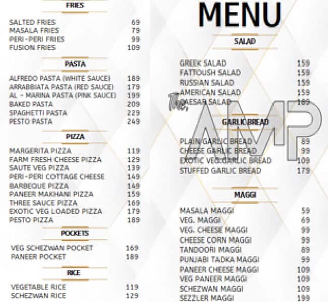 Menu of The AMP Cafe & Eatery, Old Palasia, Indore