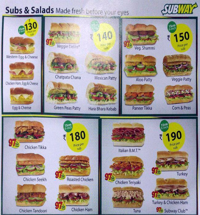 Subway Menu, Menu for Subway, Mira Road, Mumbai - Zomato