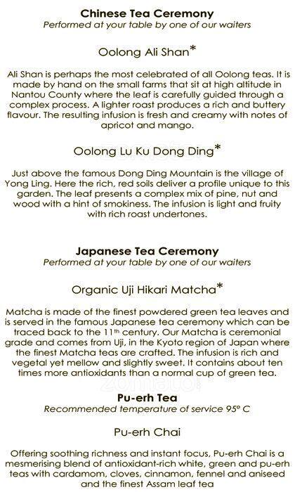 Park Terrace Restaurant menu