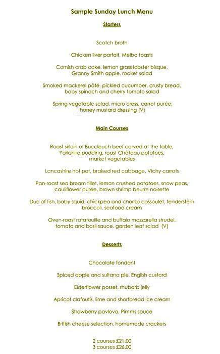 Park Terrace Restaurant menu