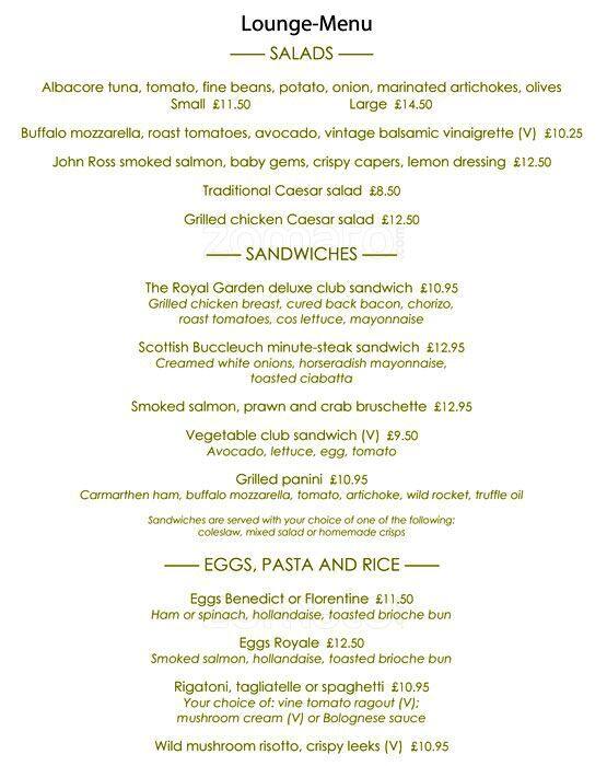 Park Terrace Restaurant menu