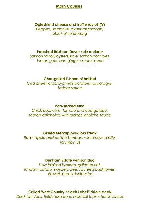 Park Terrace Restaurant menu
